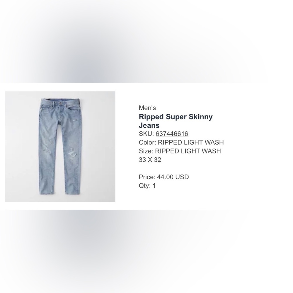 Abercrombie Ripped Super Skinny Blue Jeans